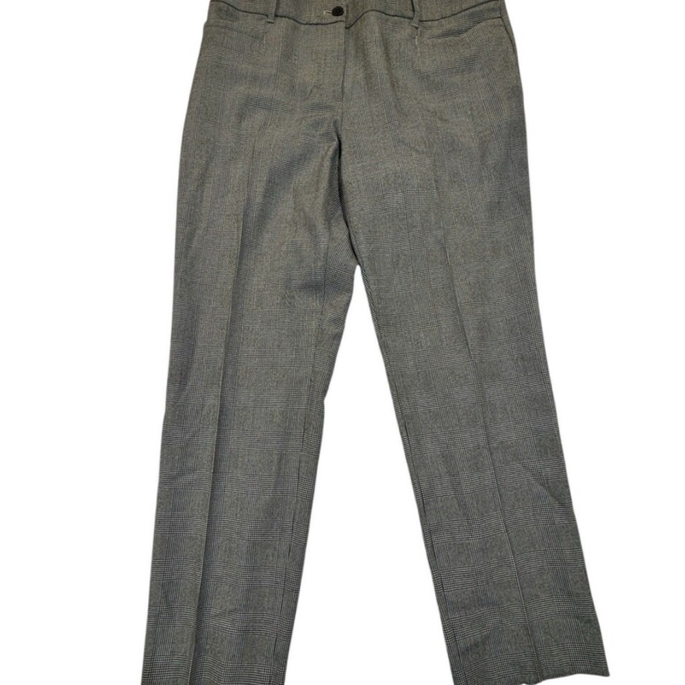 Talbots Curvy Fit‎ Glen Plaid Ankle Pants Women’s 12 Black - White Stretch